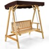 Costway 2 Person Wooden Garden Canopy Swing A-frame with Weather-resistant Canopy - 2 of 4