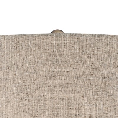 Rustic White Ceramic Table Lamp with Tan Linen Shade