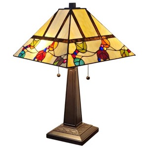 Amora Lighting Tiffany Style Berries & Leaves Mission Table Lamp 22 Inches Tall - 1 of 4