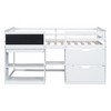 TiramisuBest Twin Size Low Loft Bed with Rolling Desk, Shelf and Drawers - White - 3 of 4