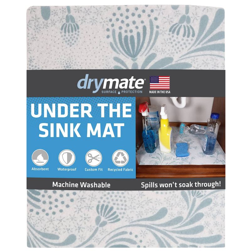 Drymate 24&#34;x59&#34; Under the Sink Mat - Light Blue Floral, 1 of 17