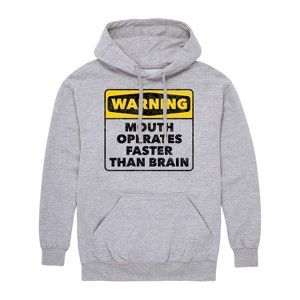 Men's - Instant Message - Warning Mouth Faster Than Brain Graphic Fleece Pullover Hoodie - 1 of 4