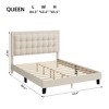 Button Tufted Upholstered Headboard Bed Frame, Sturdy Metal Foundation with Wood Slats, No Box Spring Needed, Platform Design for Bedroom. - 2 of 4