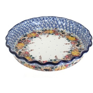 Blue Rose Polish Pottery 636 Ceramika Artystyczna Pie Plate - 1 of 1