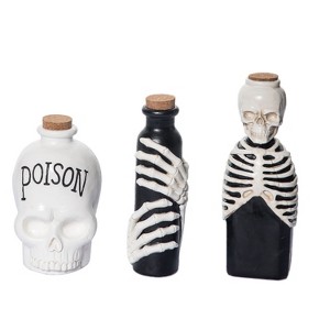 Transpac Resin 3 in. Halloween Skeleton Potion Bottle Set of 3 - 1 of 2