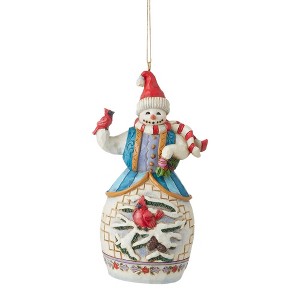 Jim Shore 4.75 In Snowman With Cardinal Scene Ornament Tree Ornaments - 1 of 3
