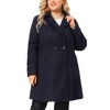 Agnes Orinda Women's Plus Size Notched Lapel Single Breasted Back Split Winter Long Pea Coats - 2 of 4