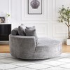 55 inch Black Chenille Foam Single Swivel Chair for Living Room Bedroom Lounge and Projection Room - 4 of 4