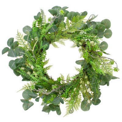 Northlight Eucalyptus and Foliage Springtime Floral Wreath, Green 21"