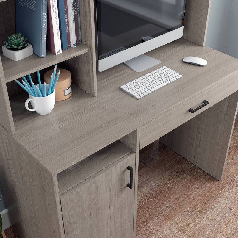 BeginningsDesk with Hutch Silver Sycamore - Sauder: Home Office Furniture, Adjustable Shelves, Laminated Finish, 5 of 7