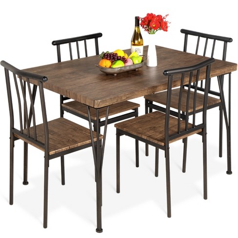 Best Choice Products 5-Piece Indoor Modern Metal Wood Rectangular Dining  Table Furniture Set W/ 4 Chairs - Drift Brown : Target