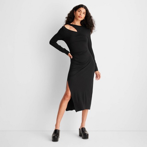 Women's Long Sleeve Cut-Out Draped Midi Dress - Future Collective™ with  Reese Blutstein Black XXS