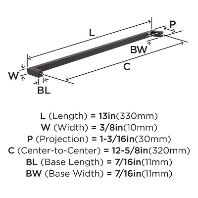 Monument 13-Inch Oil-Rubbed Bronze Rectangular Bar Pull