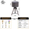 18" Industrial Wood Tripod Table Lamp with Linen Drum Shade and Metal Accents for Bedroom, Living Room, Study, or Hotel - 2 of 4