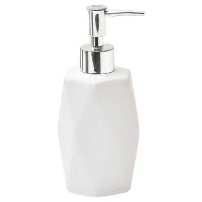 Evideco French Home Goods Geometric Stoneware Soap Dispenser, 11 fl oz - Diamond Design with Chromed Pump, Ideal for Kitchen or Bathroom