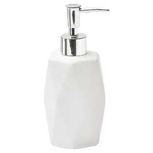Evideco French Home Goods Geometric Stoneware Soap Dispenser, 11 fl oz - Diamond Design with Chromed Pump, Ideal for Kitchen or Bathroom - 1 of 4