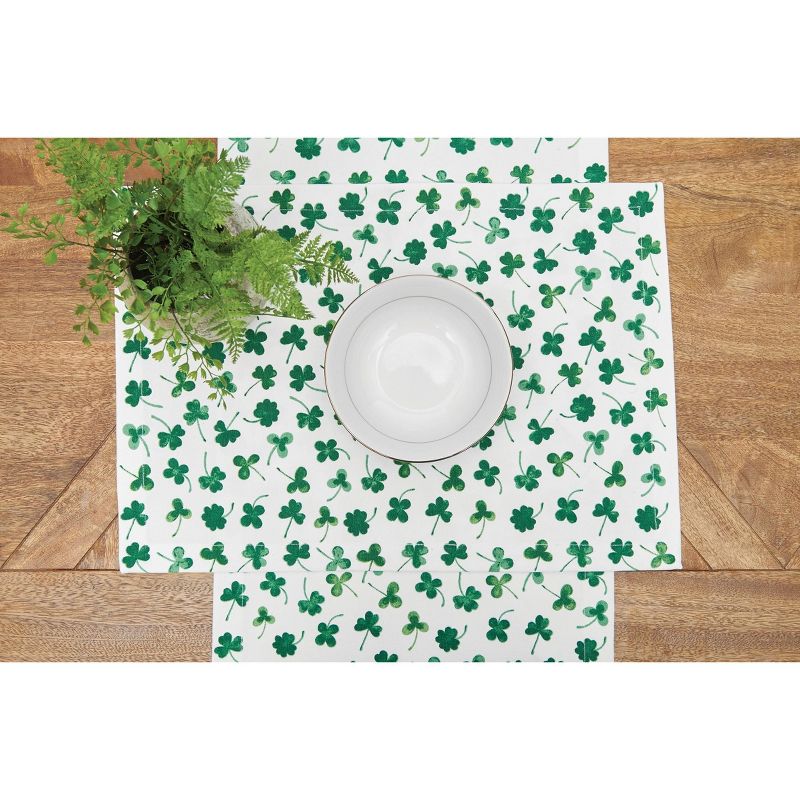C&F Home Clover Placemat Set Of 6 Rectangle St Patrick's Day Shamrock Pattern Green Cotton, 5 of 7