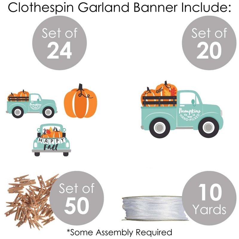 Big Dot of Happiness Happy Fall Truck - Harvest Pumpkin Party DIY Decorations - Clothespin Garland Banner - 44 Pieces, 5 of 8