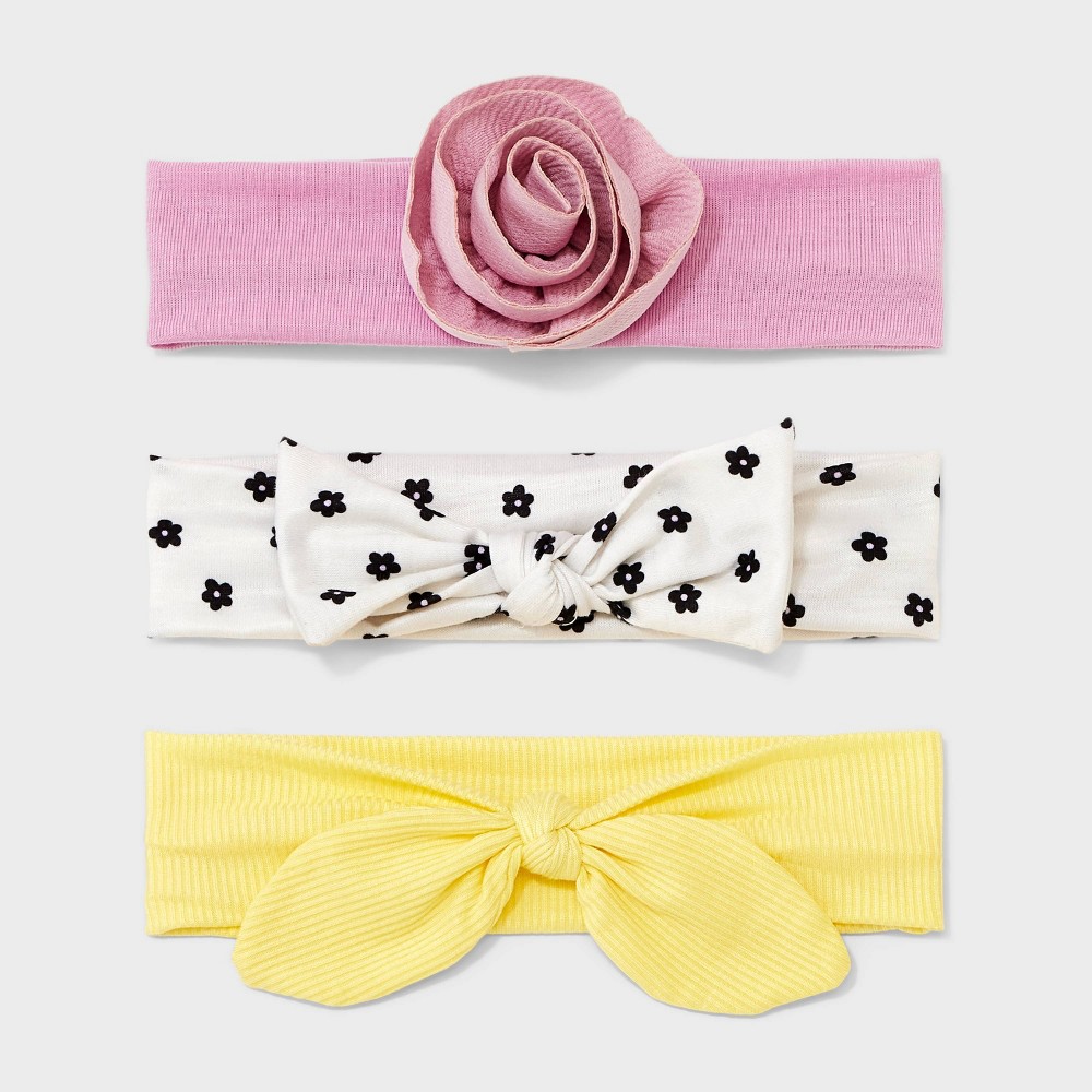 Photos - Hair Styling Product Baby Girls' 3pk Soft Headbands - Cat & Jack™ White/Pink/Yellow