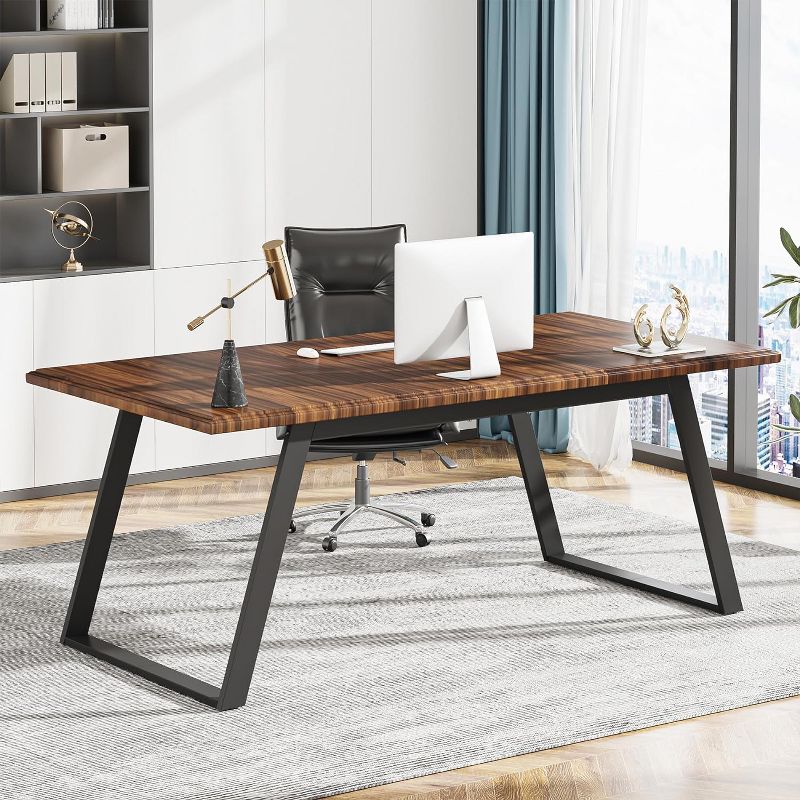 Tribesigns 63" Executive Desk, Large Computer Office Desk, Modern Simple Study Writing Desk PC Table with Heavy-Duty Metal for Home Office, 4 of 9