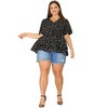 Agnes Orinda Women's Plus Size Floral Layered Peplum Hem Casual Blouses - 3 of 4