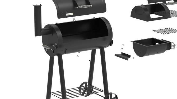 Captiva Designs E02GR006 Offset Charcoal Smoker - Black, 2 of 13, play video
