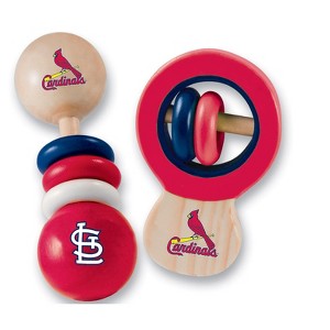 BabyFanatic Wood Rattle 2 Pack - MLB St. Louis Cardinals Baby Toy Set - 1 of 4