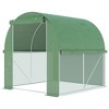 Outsunny 6' x 6' x 6' Tunnel Greenhouse Outdoor Walk-In Hot House with Roll-up Plastic Cover and Zippered Door, Steel Frame, Green - 4 of 4