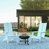 Emma and Oliver Set of 2 Modern All-Weather Poly Resin Adirondack Rocking Chairs with a Wood Burning Fire Pit for Outdoor Use - 2 of 4