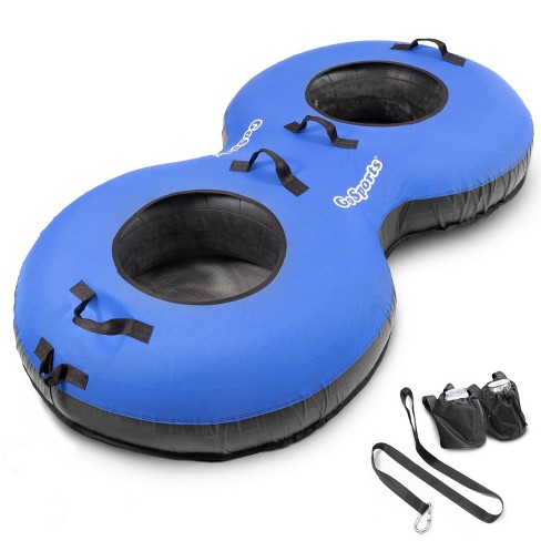 GoSports Heavy-Duty 2 Person Floating River Tube with Premium Canvas  Cover-Commercial Grade Double River Tube-Blue