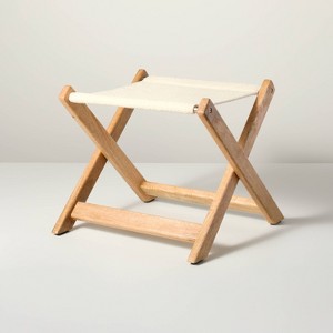 Foldable Outdoor Patio Stool Natural/Cream - Hearth & Hand™ with Magnolia - 1 of 4