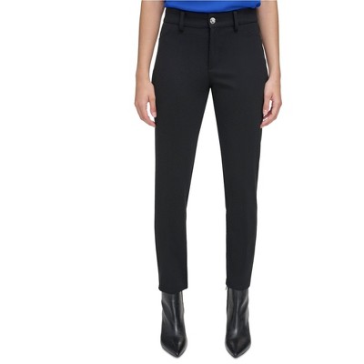Calvin Klein Womens Solid Casual Trouser Pants, Black, 10