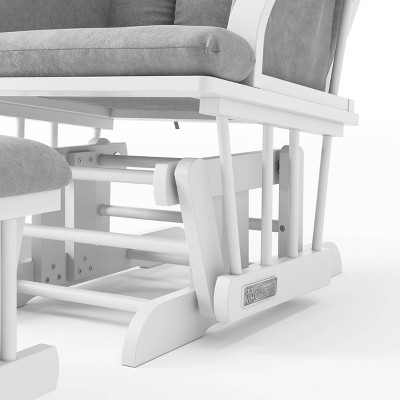 Matte White and Light Gray Glider with Ottoman Set