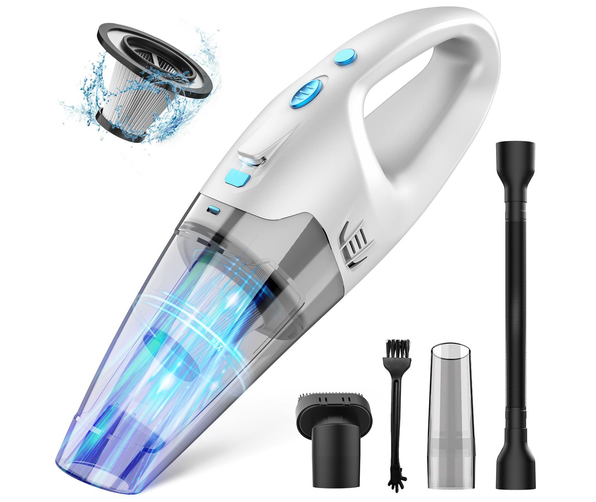 Teendow 6000Pa cordless handheld vacuum cleaner, hard floor vaccum cleaners for apartment, laminate and rug, Blue&White