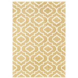 Oriental Weavers Carson Collection Fabric Gold/Ivory Trefoil Pattern- Living Room, Bedroom, Home Office Area Rug, 2' X 3' - 1 of 4