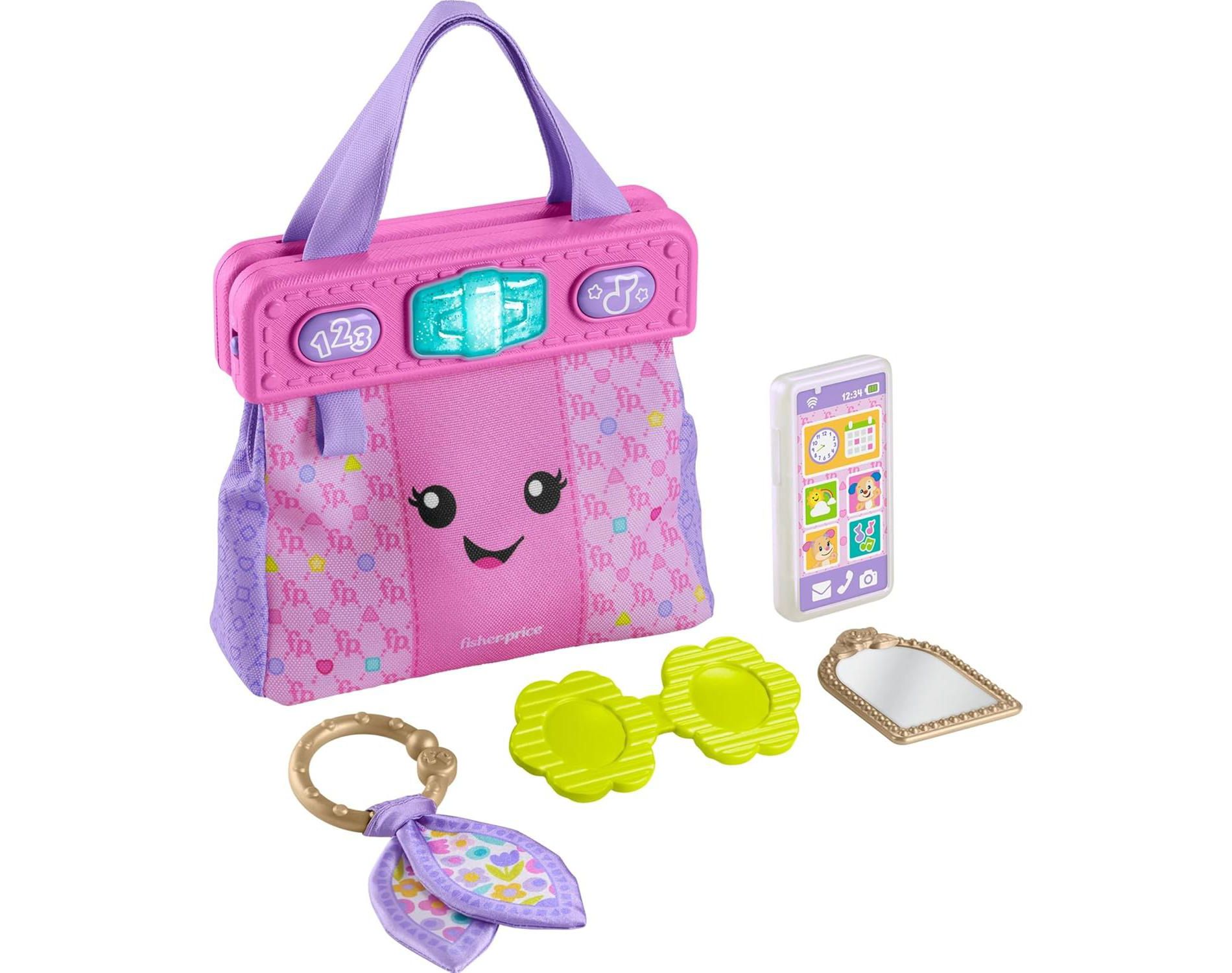 Fisher-Price Baby Learning Toy Laugh & Learn Purse, Going Places Bag with 4 Pretend Play Accessories