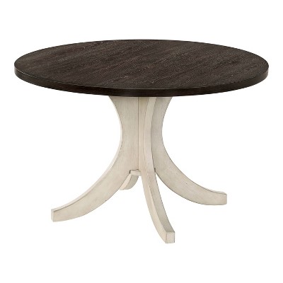 HOMES: Inside + Out 47" Moonglint Round Farmhouse Dining Table: Solid Wood, Non-Extendable