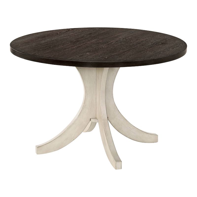 HOMES: Inside + Out 47&#34; Moonglint Round Farmhouse Dining Table Antique White/Dark Walnut, 1 of 7