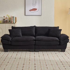Akoasm Comfortable Velvet Double Sofa Bed with Pillows for Bedroom & Living Room-Black - 1 of 4