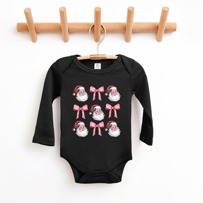The Juniper Shop Coquette Santa Chart Baby Long Sleeve Bodysuit - Newborn - Black