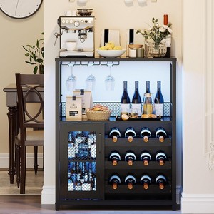 Wine Bar Rack Cabinet - Detachable Wine Rack, Industrial Coffee Bar, Farmhouse Sideboard & Buffet with Storage, for Bar Kitchen Dining Living - 1 of 4