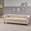 Traditional Chesterfield Style Sofa, Deep Button Tufting, Nailhead Trim, Elegant Carved Legs for Living Room - 3 of 4