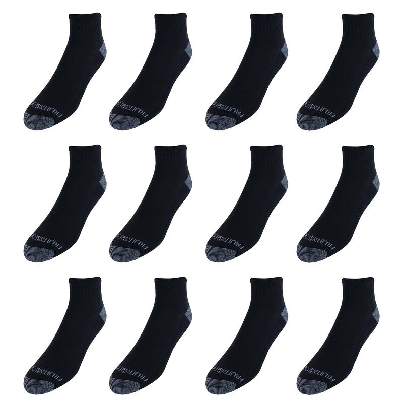 Fruit of the Loom Men's Dual Defense Quarter Ankle Socks (12 Pack), 2 of 3