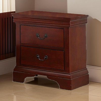 ORRD Rustic 2-Drawer Wooden Nightstand, Bedside Table with Paneled Feet for Bedroom or Living Room