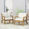 Sapphtopaz Outdoor Dining Chairs Contemporary Wood Patio Chairs with Arms, Upholstered Seat for Patio, Yard, Balcony - 4 of 4