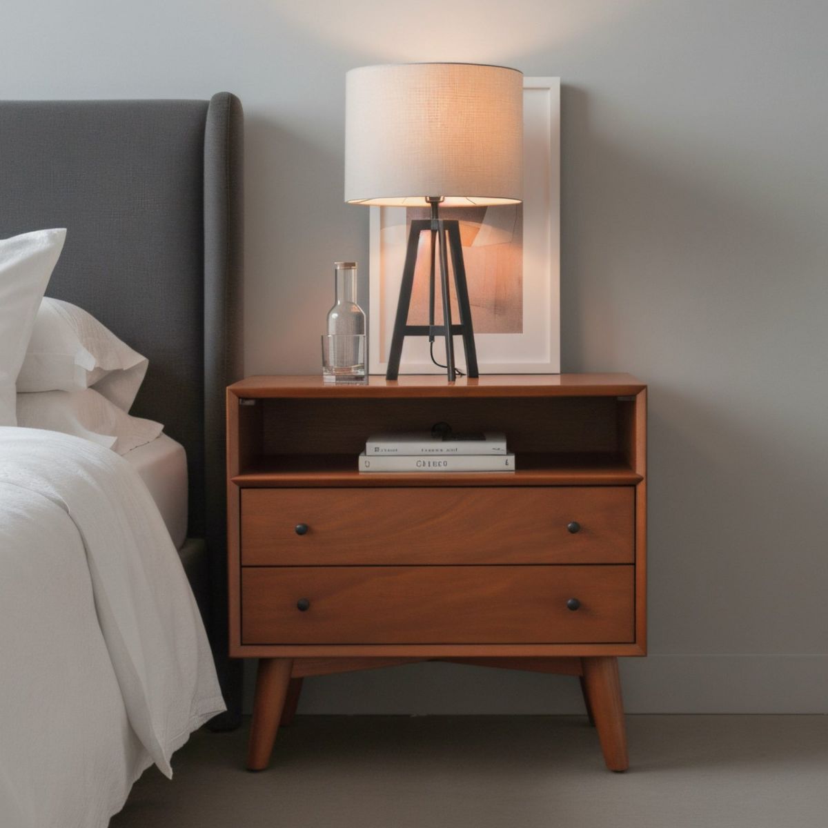 Flynn Large 3-Drawer Nightstand in Chestnut | Alpine Furniture