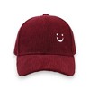 Anna-Kaci Corduroy Baseball Cap with Soft Ribbed Texture and Embroidered Smiley Detail - 2 of 3
