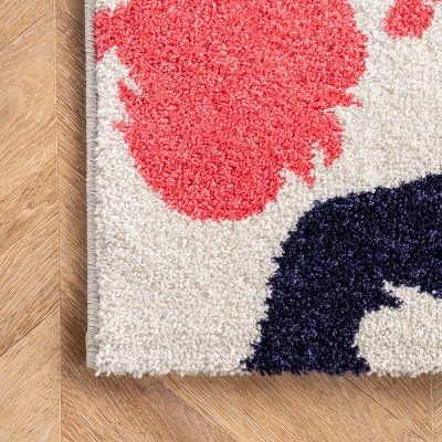 Multicolor Handprint Round Synthetic Kids Rug