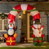 Outsunny 9ft Christmas Inflatables Outdoor Decorations Candy Cane Archway with Penguin Snowman Sit on Gift Box, Blow-Up LED Yard Christmas Decor - 3 of 4