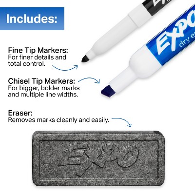 Expo Low Odor Assorted Color Dry Erase Marker Set with Eraser